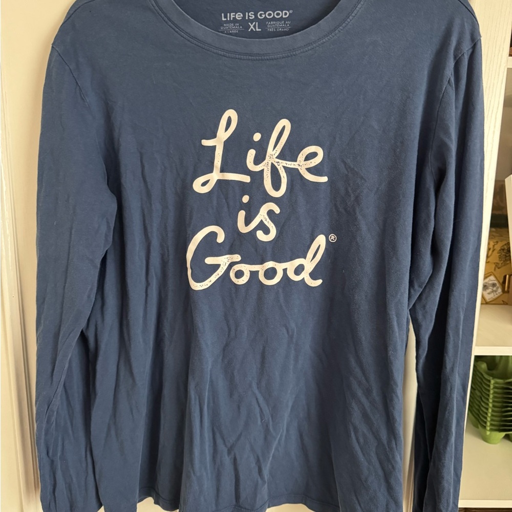 Life Is Good Navy Crew Neck Tee